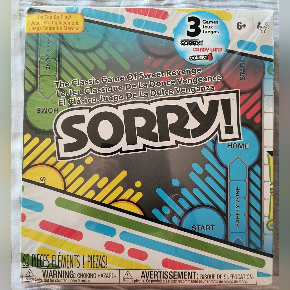 Three Games In One -Hasbro Classic Games; Sorry, Candy Land and Connect 4 